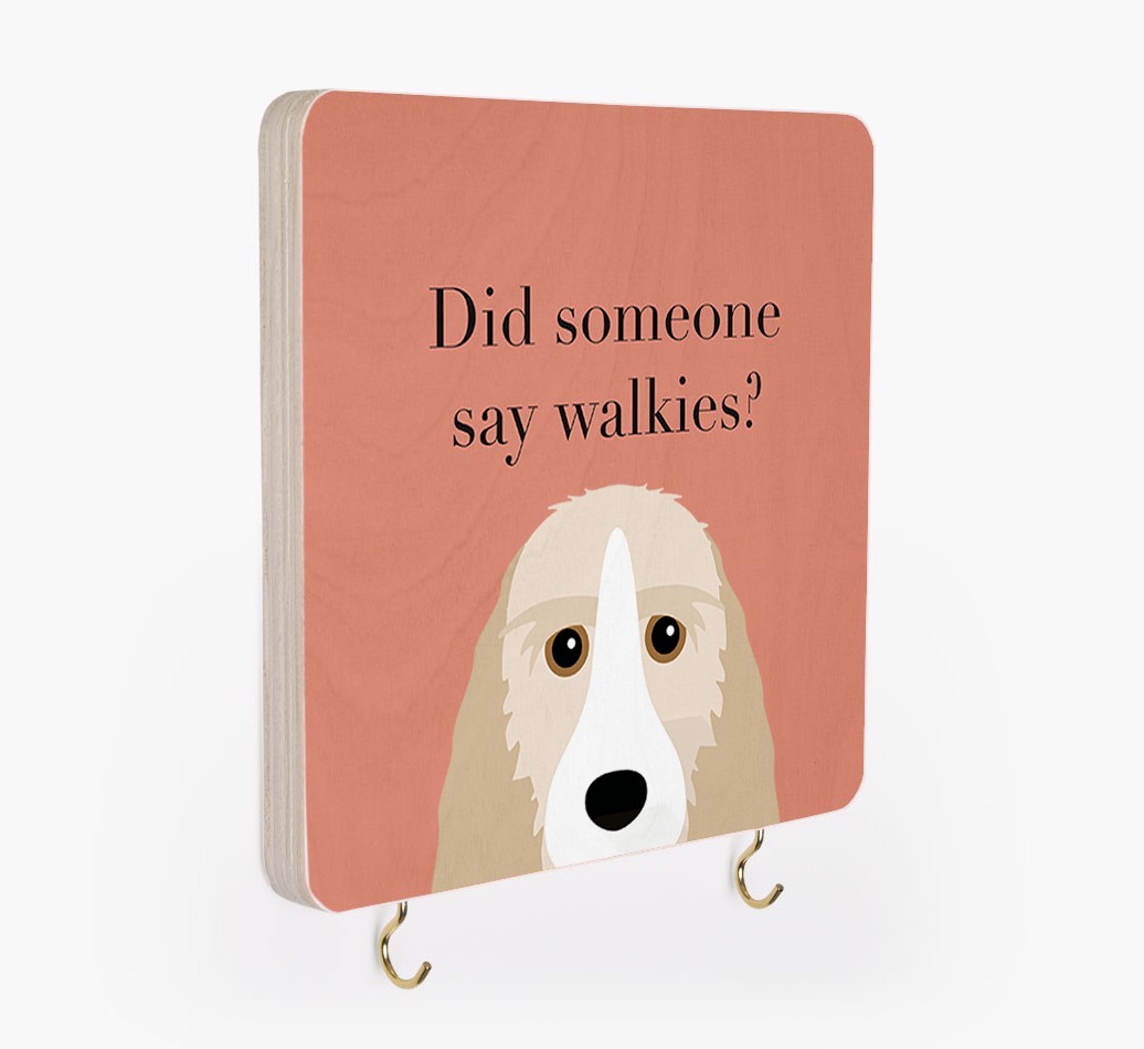 'Did Someone Say Walkies?' - Personalised {breedFullName} Lead & Collar Hanger