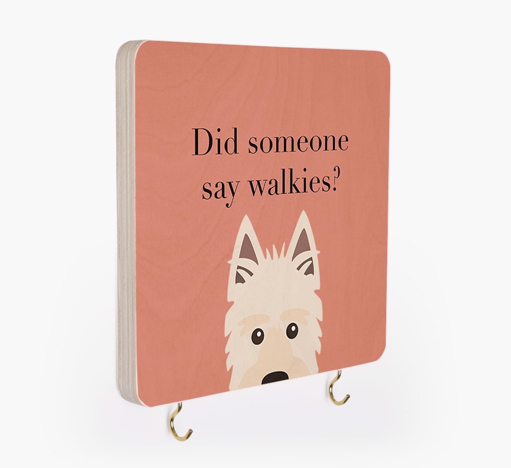 'Did Someone Say Walkies?' - Personalized {breedFullName} Lead & Collar Hanger