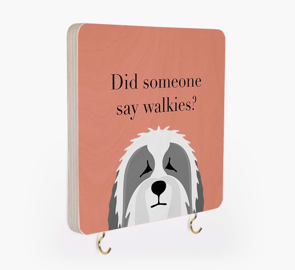 'Did Someone Say Walkies?' - Personalized {breedFullName} Lead & Collar Hanger