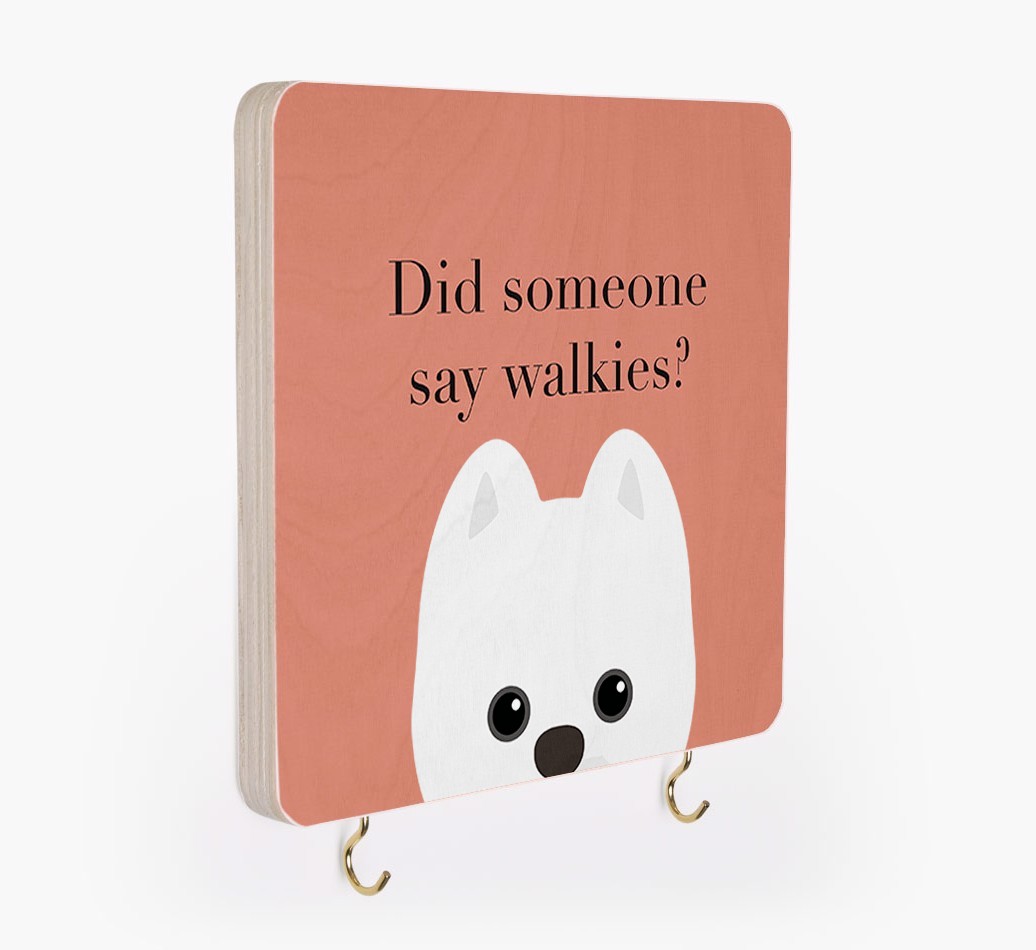 'Did Someone Say Walkies?' - Personalized {breedFullName} Lead & Collar Hanger