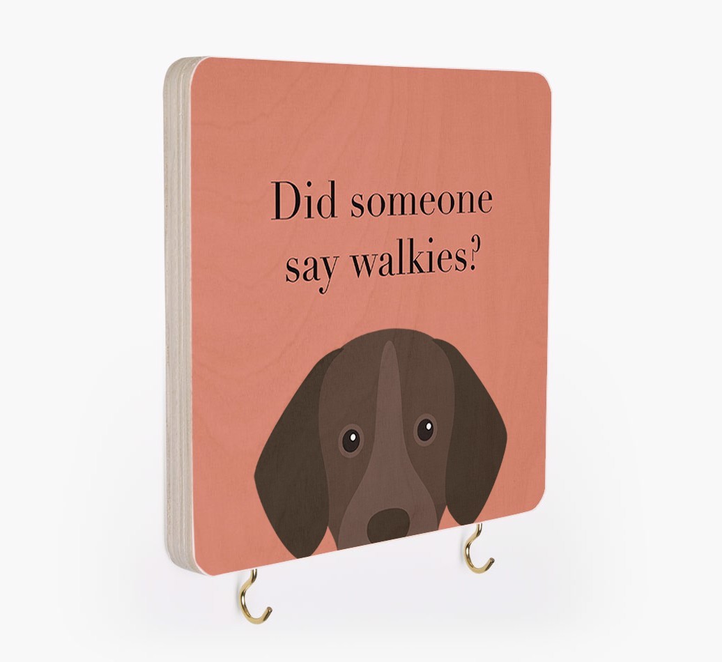 'Did Someone Say Walkies?' - Personalized {breedFullName} Lead & Collar Hanger