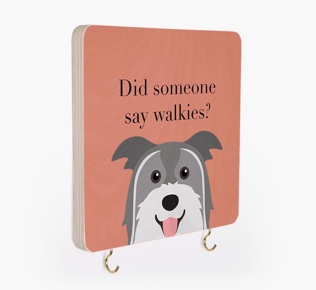 'Did Someone Say Walkies?' - Personalized {breedFullName} Lead & Collar Hanger
