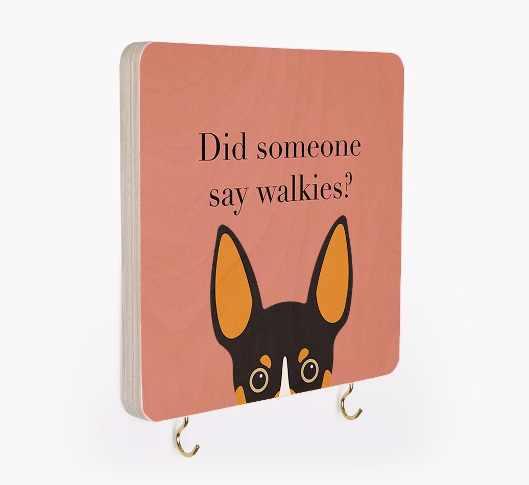 'Did Someone Say Walkies?' - Personalized {breedFullName} Lead & Collar Hanger