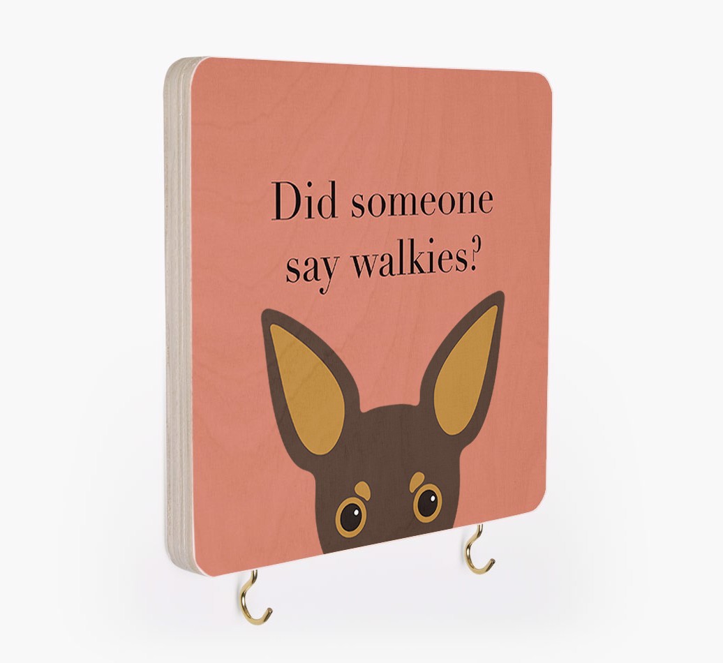 'Did Someone Say Walkies?' - Personalized {breedFullName} Lead & Collar Hanger