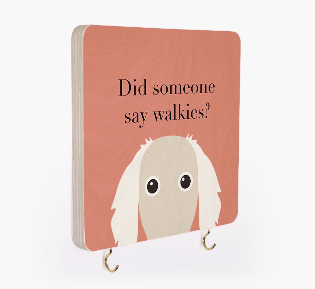 'Did Someone Say Walkies?' - Personalized {breedFullName} Lead & Collar Hanger