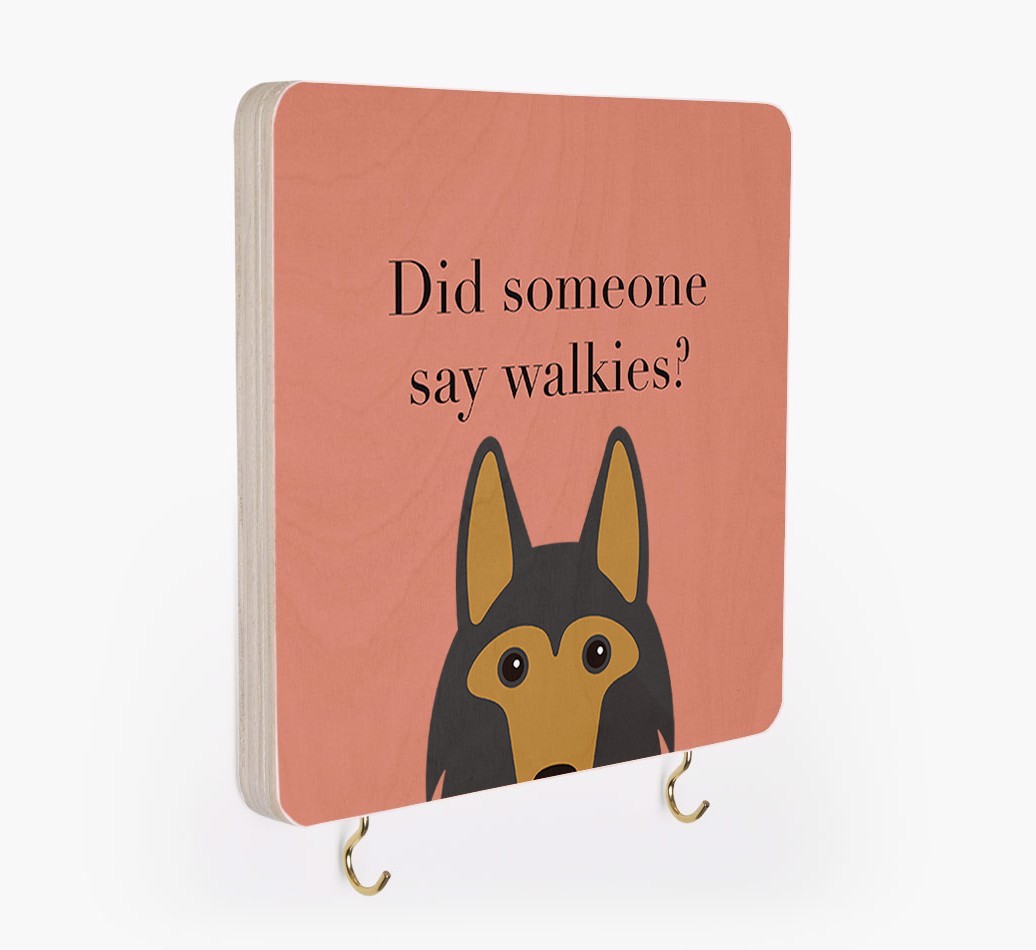 'Did Someone Say Walkies?' - Personalized {breedFullName} Lead & Collar Hanger