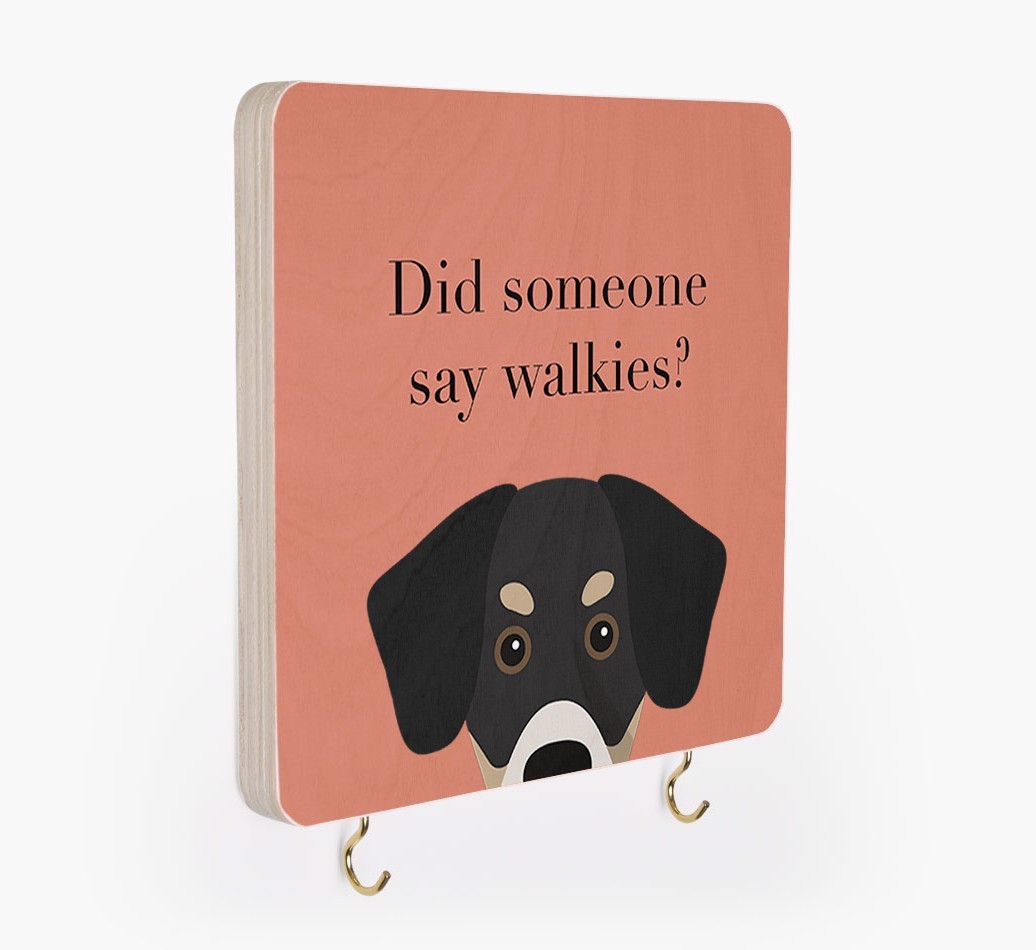 'Did Someone Say Walkies?' - Personalised {breedFullName} Lead & Collar Hanger