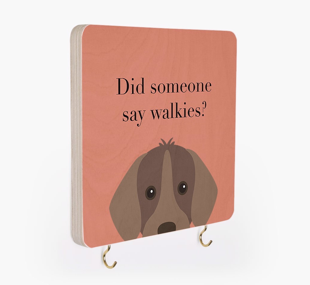 'Did Someone Say Walkies?' - Personalized {breedFullName} Lead & Collar Hanger