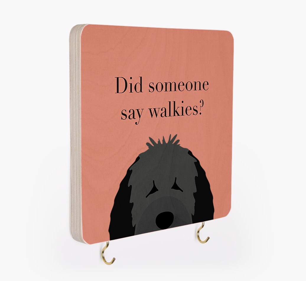 'Did Someone Say Walkies?' - Personalized {breedFullName} Lead & Collar Hanger