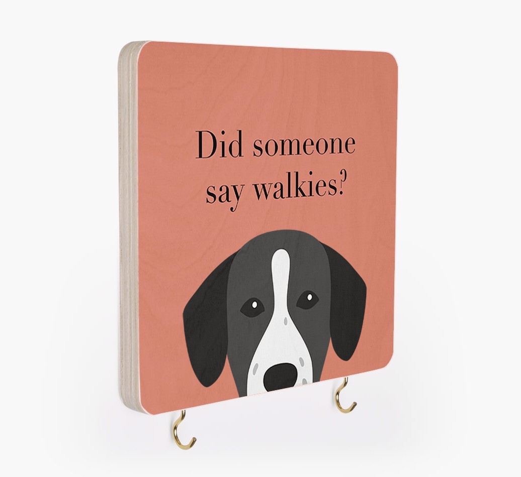 'Did Someone Say Walkies?' - Personalized {breedFullName} Lead & Collar Hanger