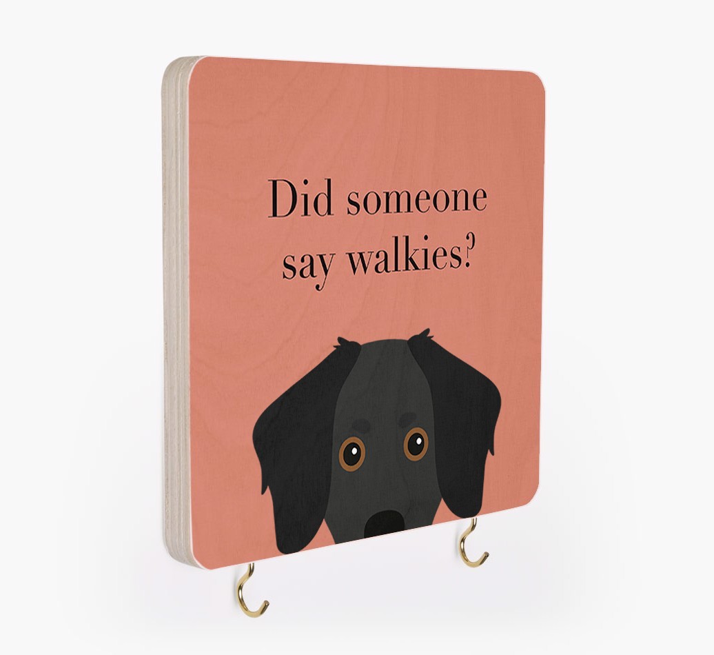 'Did Someone Say Walkies?' - Personalized {breedFullName} Lead & Collar Hanger
