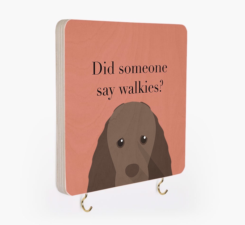 'Did Someone Say Walkies?' - Personalized {breedFullName} Lead & Collar Hanger