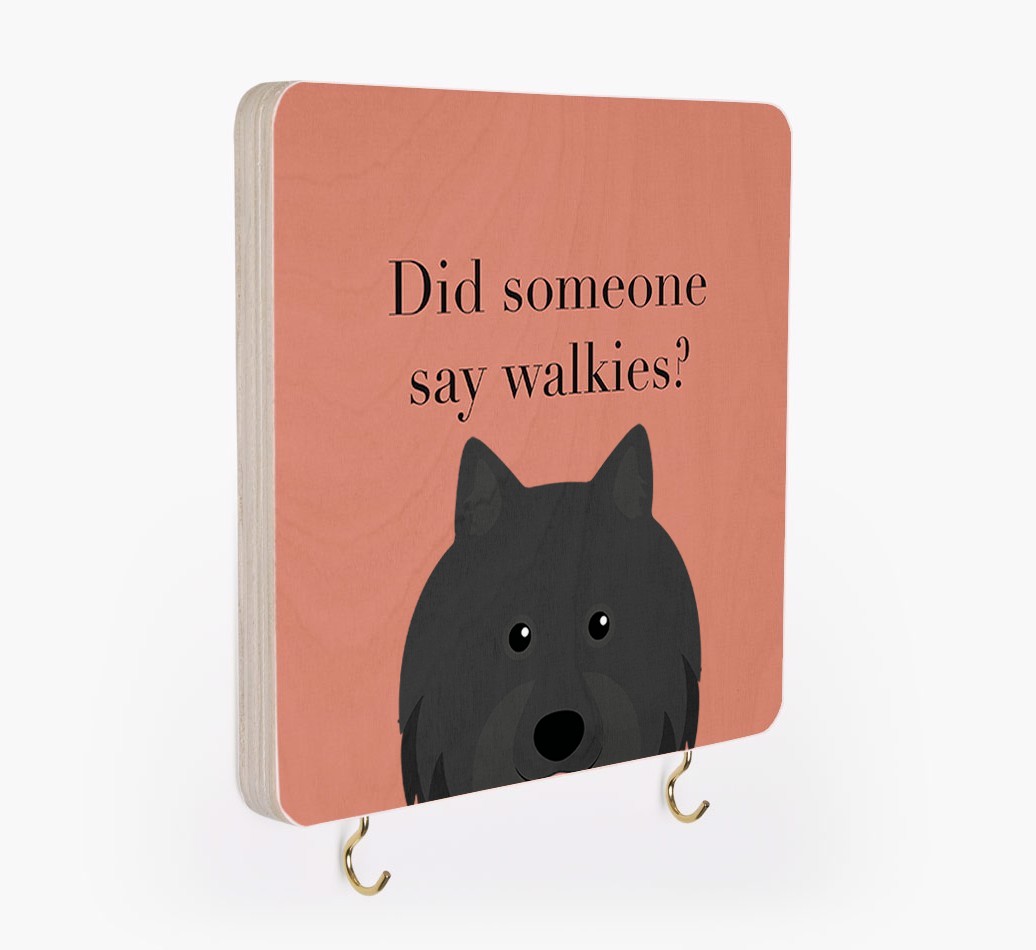 'Did Someone Say Walkies?' - Personalized {breedFullName} Lead & Collar Hanger