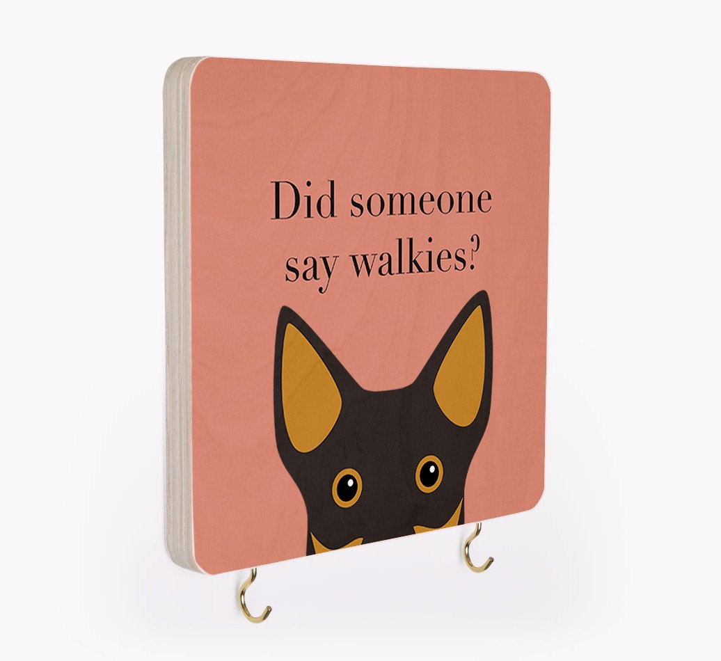 'Did Someone Say Walkies?' - Personalized {breedFullName} Lead & Collar Hanger