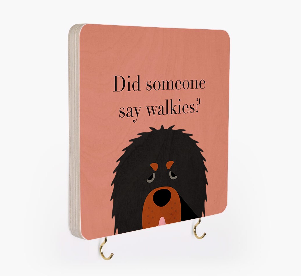'Did Someone Say Walkies?' - Personalized {breedFullName} Lead & Collar Hanger