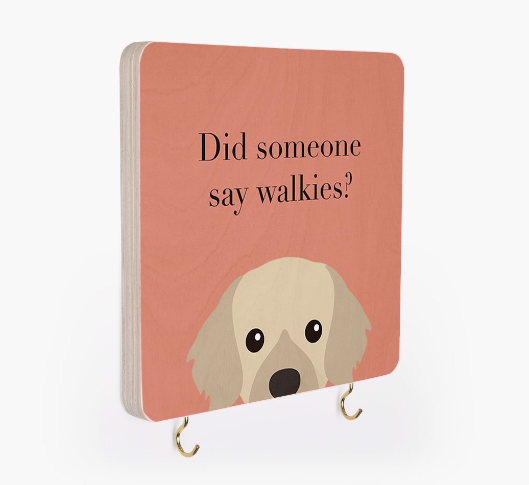 'Did Someone Say Walkies?' - Personalized {breedFullName} Lead & Collar Hanger