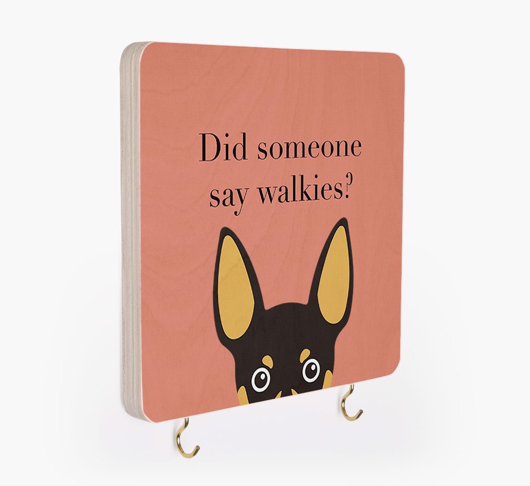 'Did Someone Say Walkies?' - Personalised {breedFullName} Lead & Collar Hanger