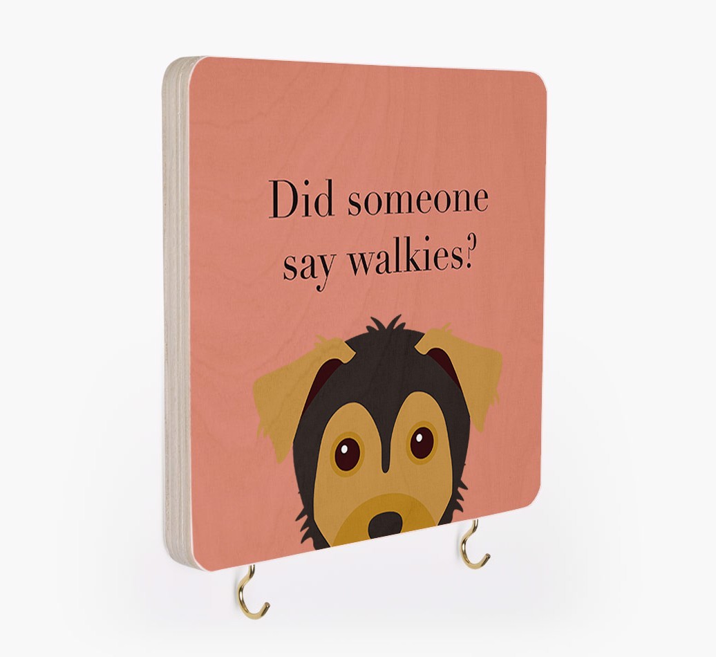 'Did Someone Say Walkies?' - Personalized {breedFullName} Lead & Collar Hanger