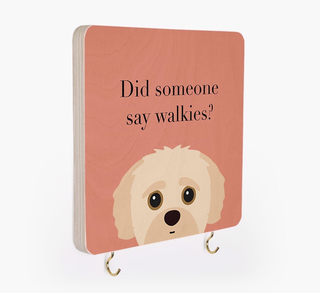 'Did Someone Say Walkies?' - Personalized {breedFullName} Lead & Collar Hanger