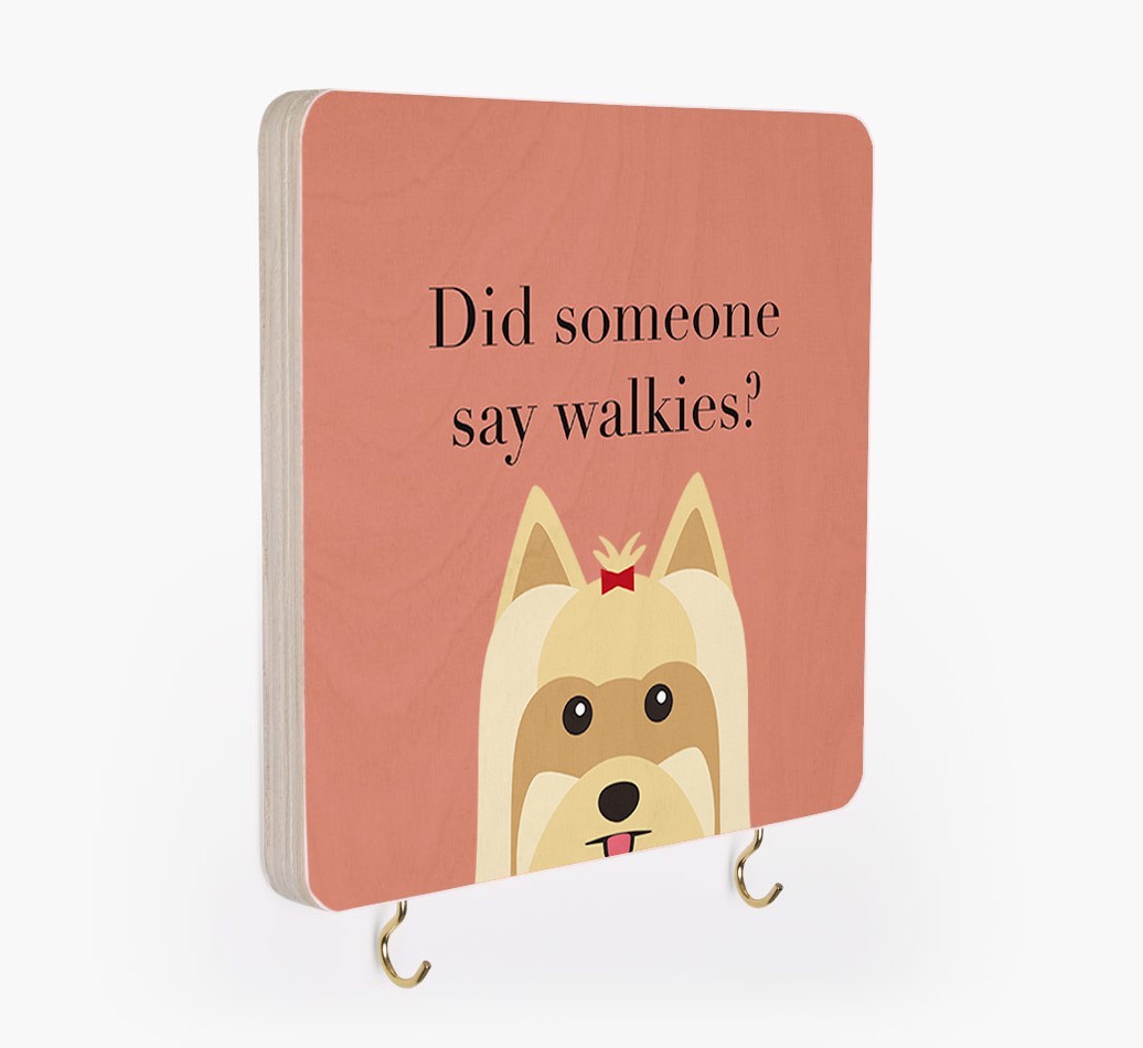 'Did Someone Say Walkies?' - Personalized {breedFullName} Lead & Collar Hanger