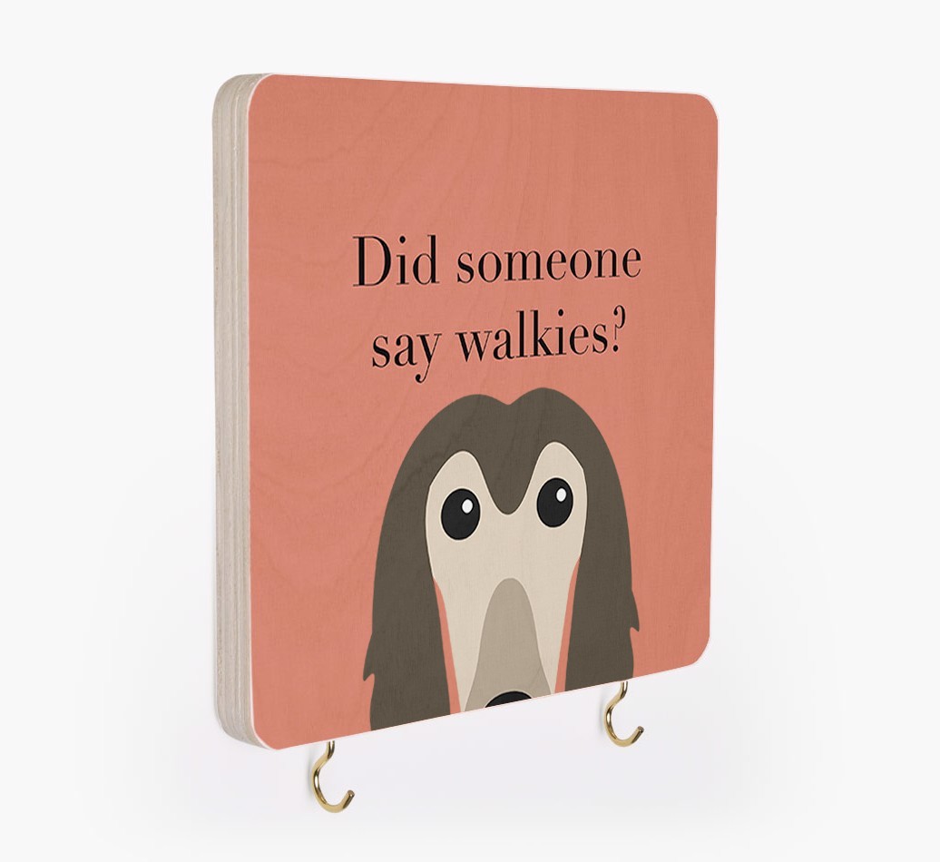 'Did Someone Say Walkies?' - Personalized {breedFullName} Lead & Collar Hanger