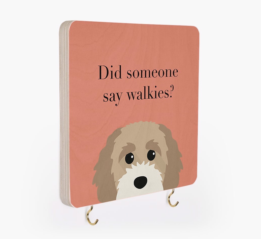 'Did Someone Say Walkies?' - Personalized {breedFullName} Lead & Collar Hanger