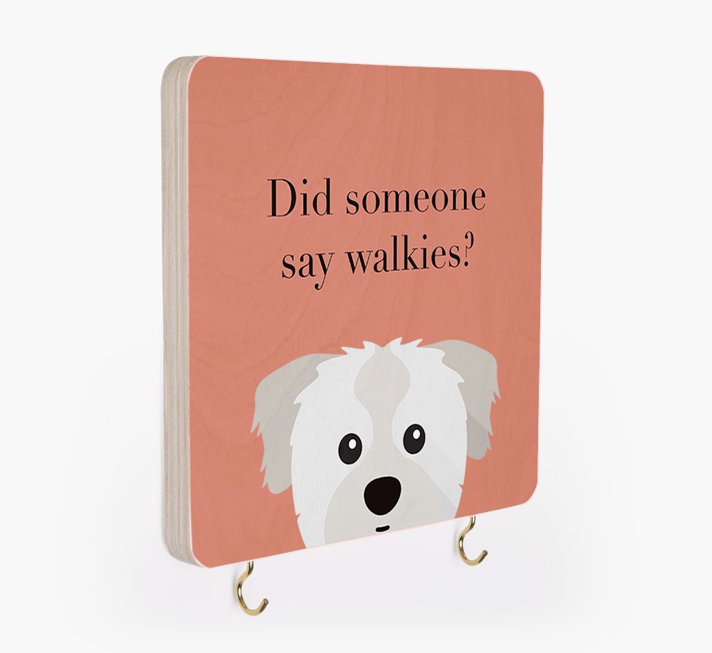 'Did Someone Say Walkies?' - Personalized {breedFullName} Lead & Collar Hanger