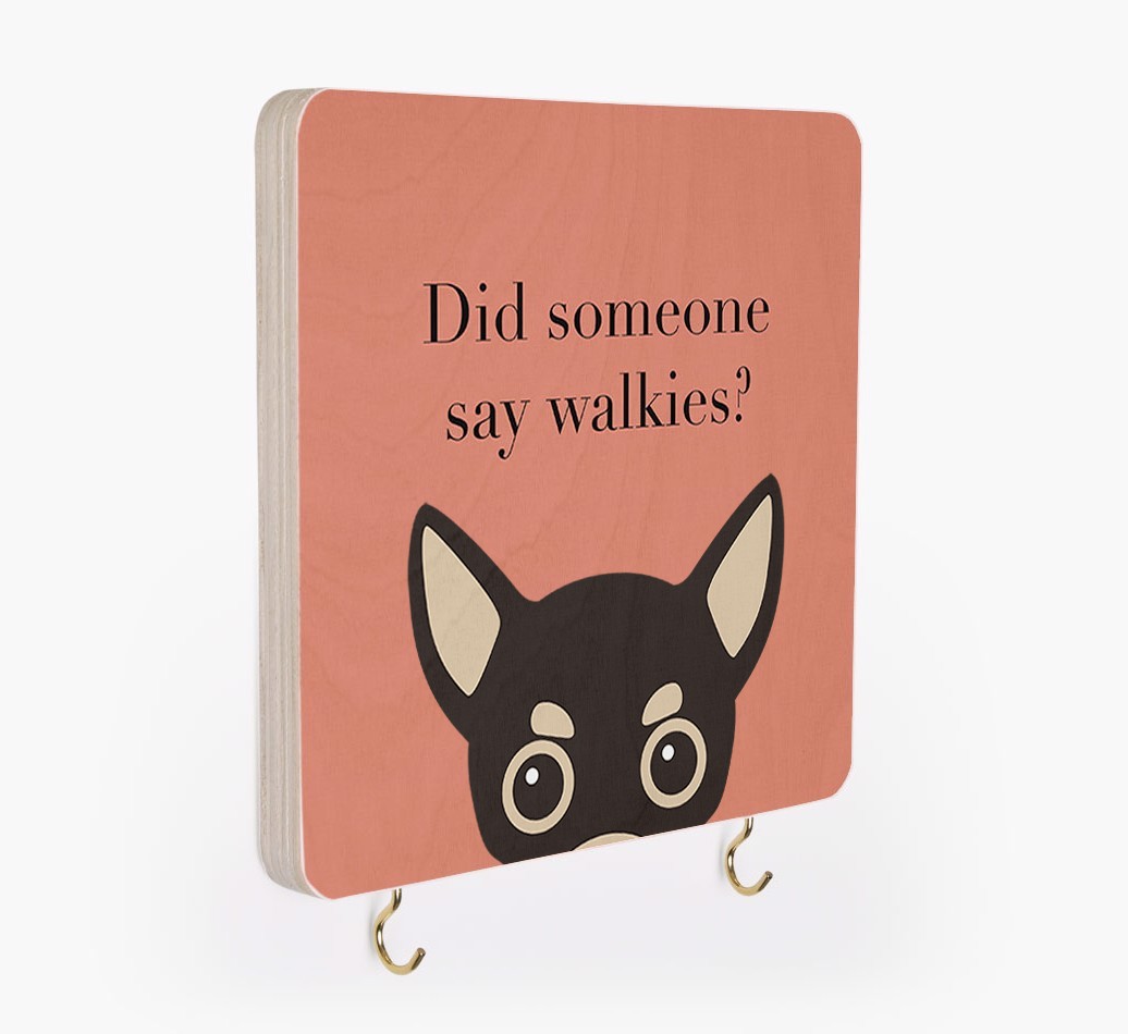 'Did Someone Say Walkies?' - Personalized {breedFullName} Lead & Collar Hanger