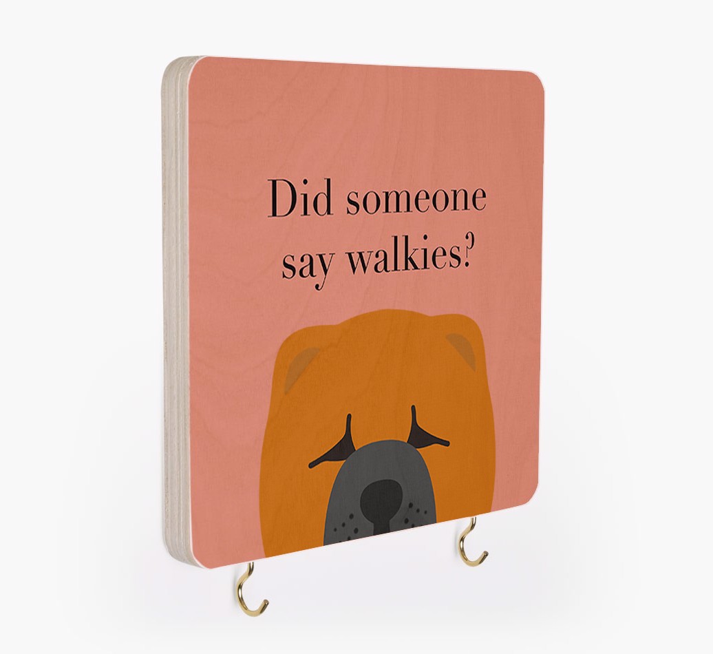 'Did Someone Say Walkies?' - Personalized {breedFullName} Lead & Collar Hanger
