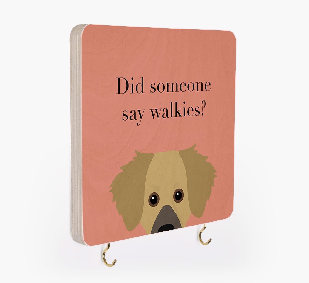 'Did Someone Say Walkies?' - Personalized {breedFullName} Lead & Collar Hanger