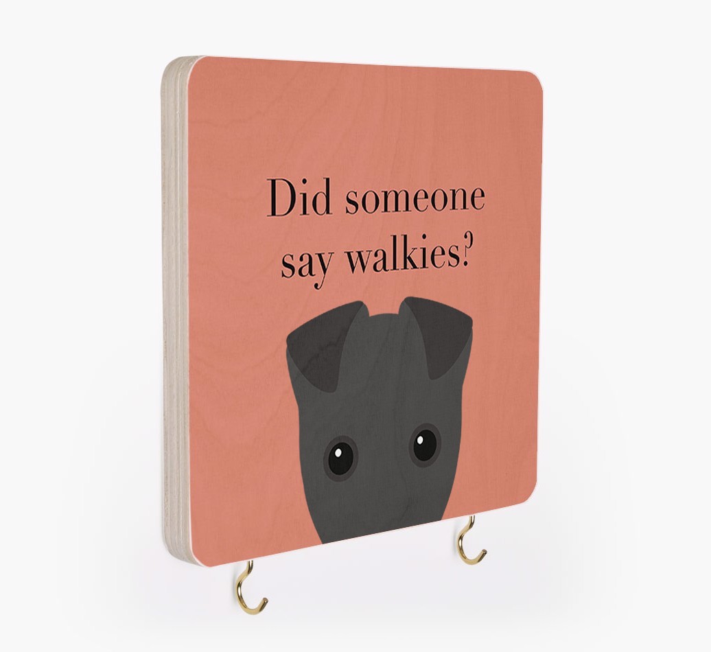 'Did Someone Say Walkies?' - Personalized {breedFullName} Lead & Collar Hanger