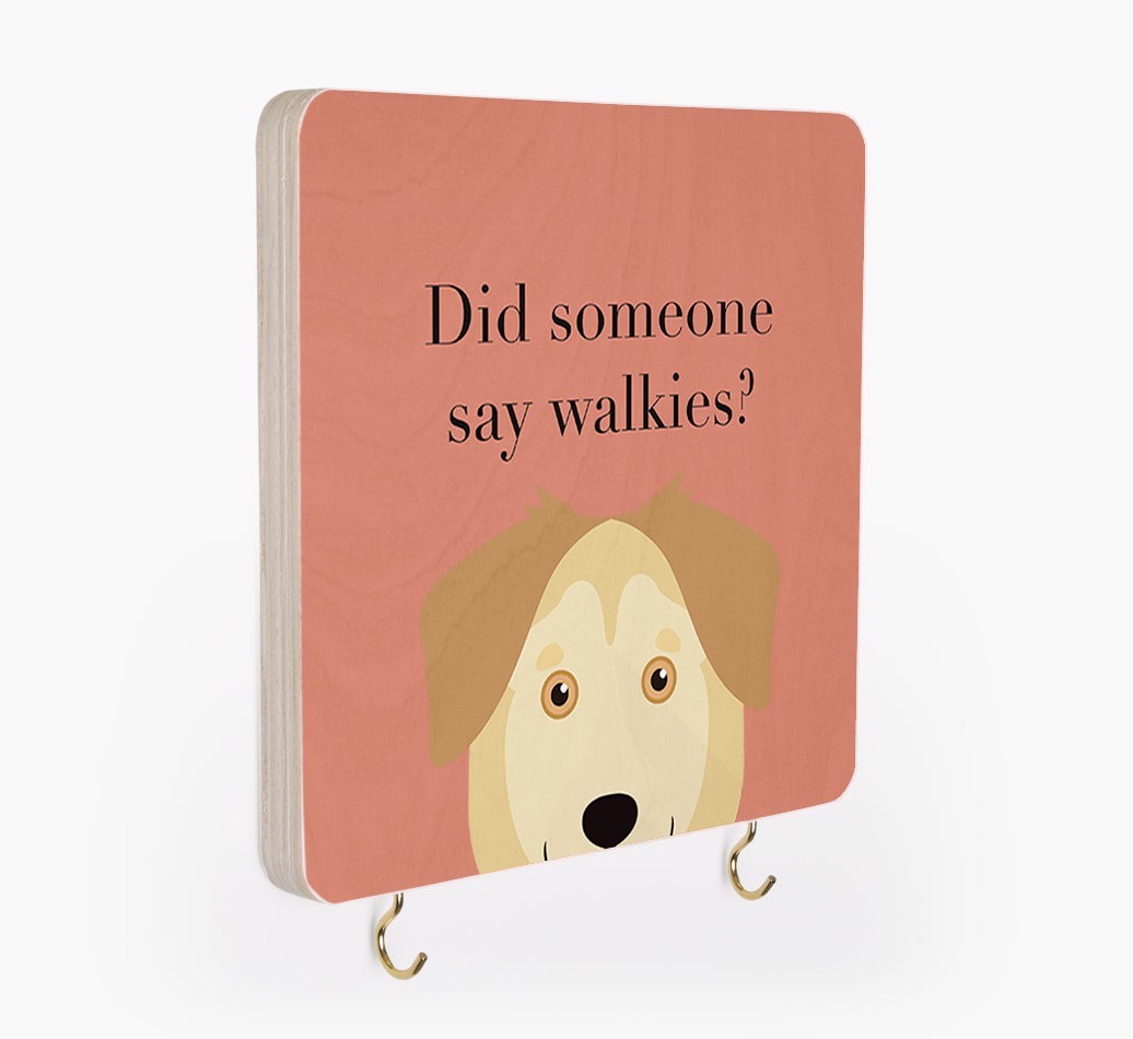 'Did Someone Say Walkies?' - Personalized {breedFullName} Lead & Collar Hanger