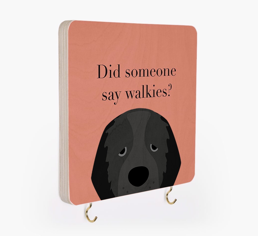 'Did Someone Say Walkies?' - Personalized {breedFullName} Lead & Collar Hanger