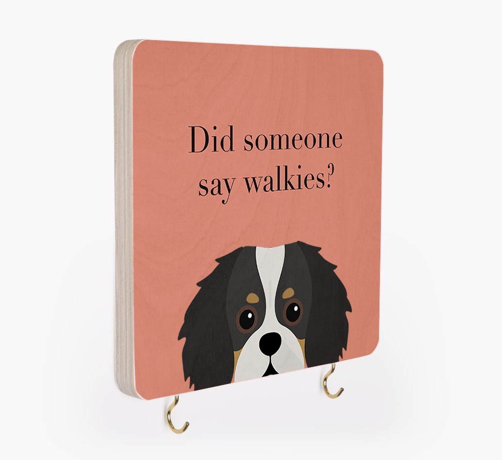 'Did Someone Say Walkies?' - Personalized {breedFullName} Lead & Collar Hanger