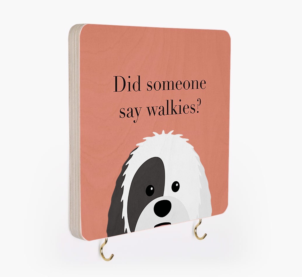 'Did Someone Say Walkies?' - Personalized {breedFullName} Lead & Collar Hanger
