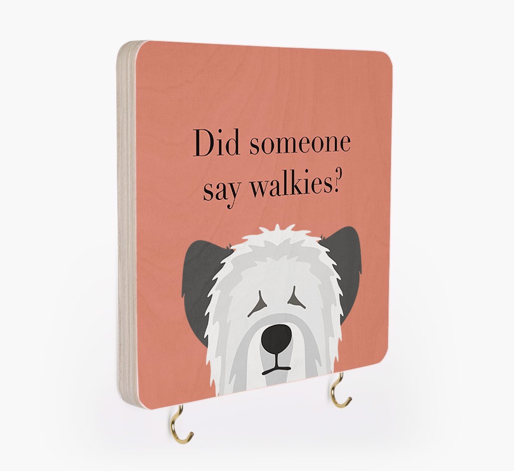 'Did Someone Say Walkies?' - Personalized {breedFullName} Lead & Collar Hanger