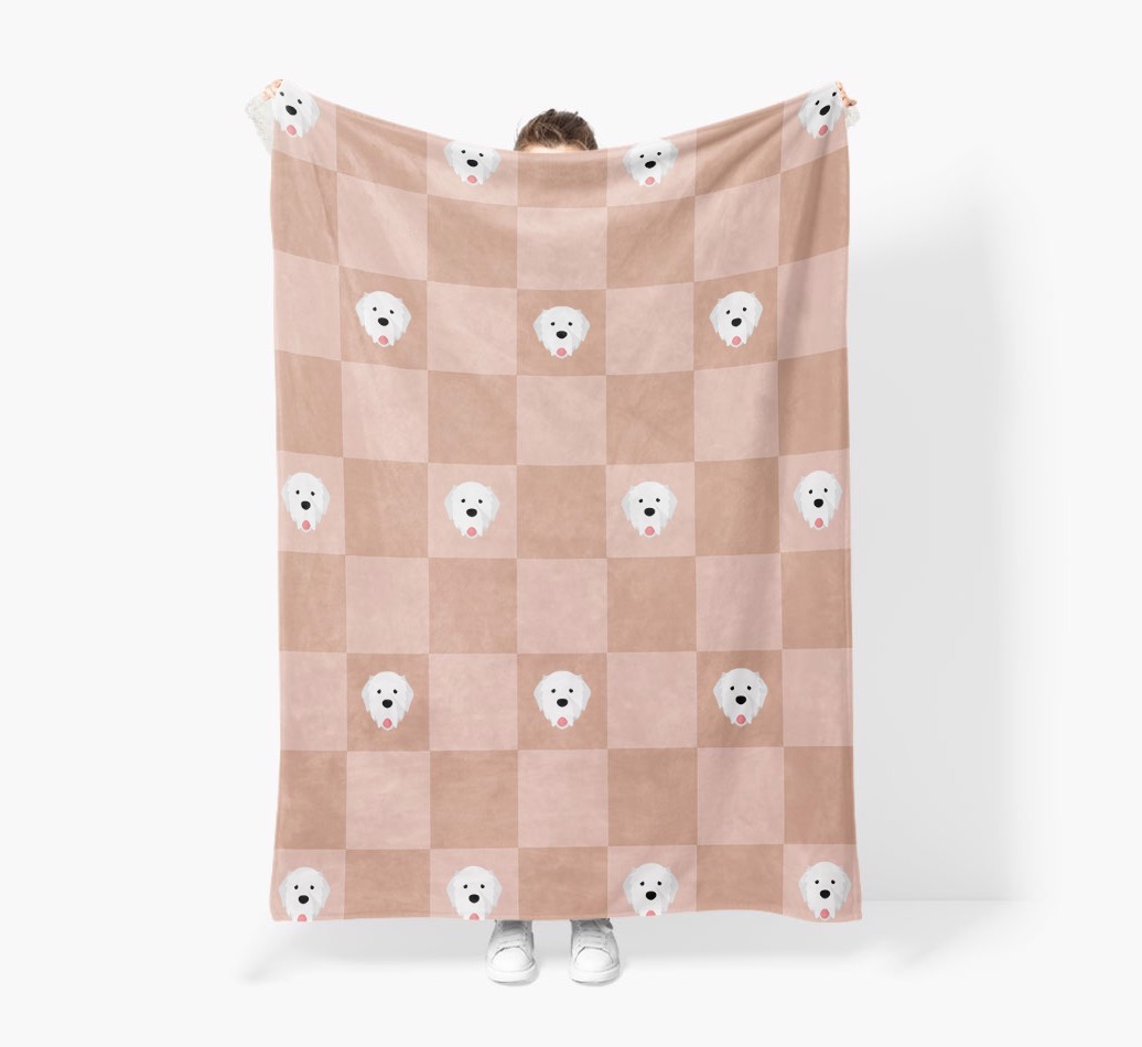 'Checkboard' - Personalized {breedFullName} Blanket: Premium Sherpa Fleece