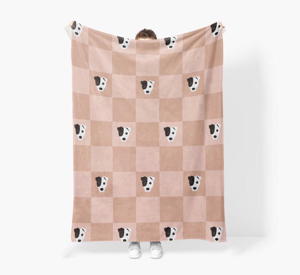 'Checkboard' - Personalized {breedFullName} Blanket: Premium Sherpa Fleece