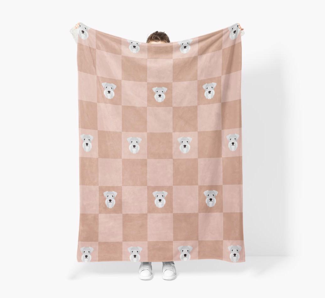 'Checkboard' - Personalized {breedFullName} Blanket: Premium Sherpa Fleece