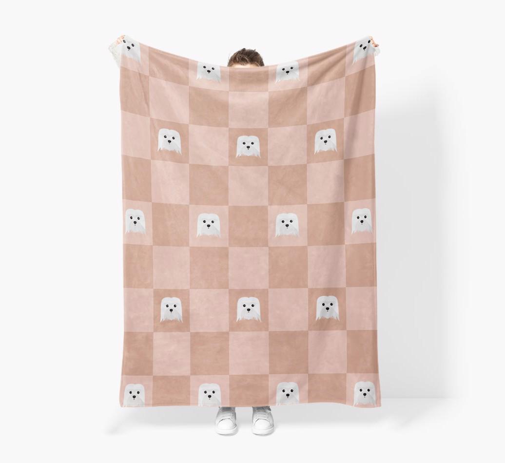 'Checkboard' - Personalized {breedFullName} Blanket: Premium Sherpa Fleece