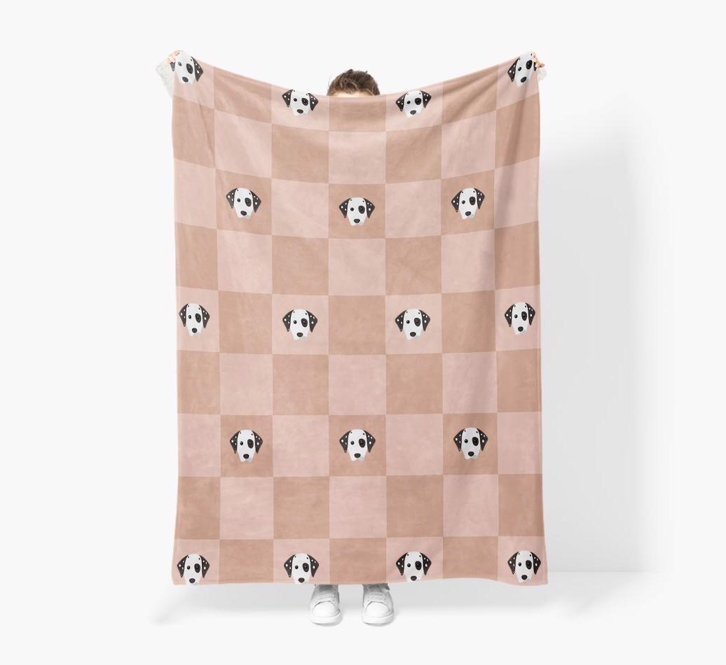 'Checkboard' - Personalised Sherpa Fleece Blanket with {breedFullName} Yappicon