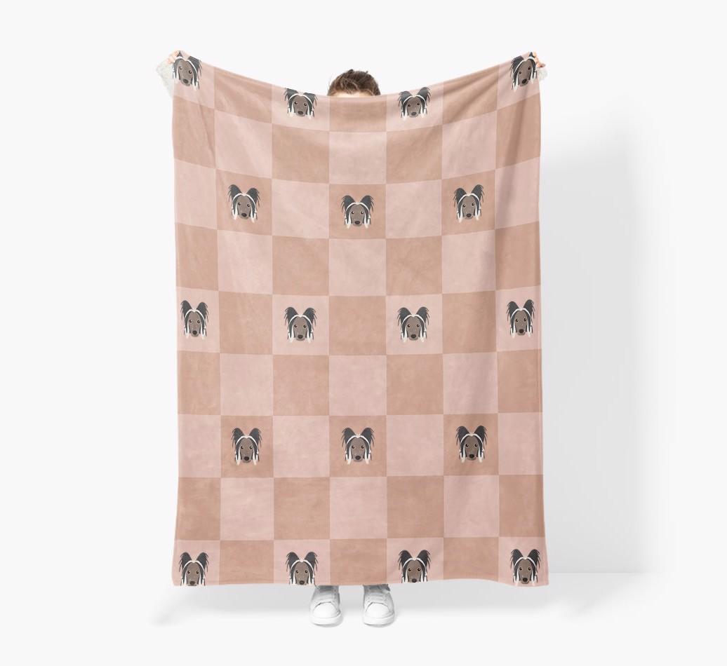 'Checkboard' - Personalized {breedFullName} Blanket: Premium Sherpa Fleece