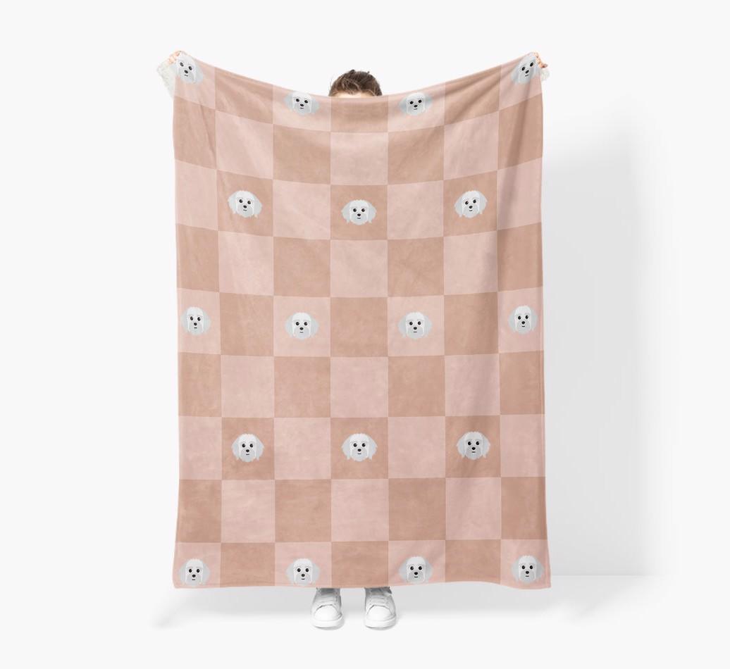 'Checkboard' - Personalized {breedFullName} Blanket: Premium Sherpa Fleece