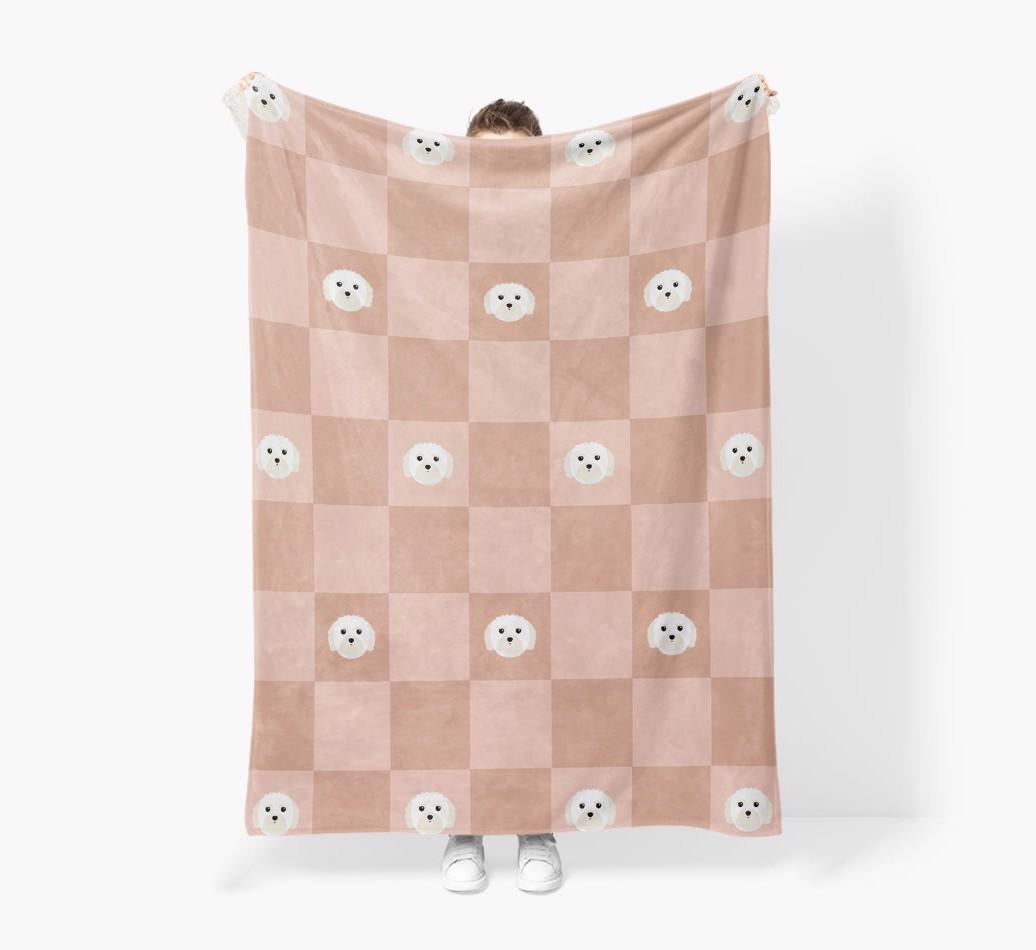 'Checkboard' - Personalized {breedFullName} Blanket: Premium Sherpa Fleece
