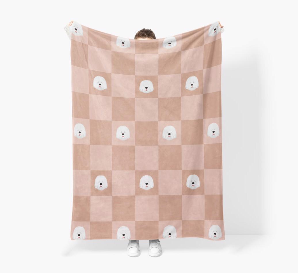 'Checkboard' - Personalized {breedFullName} Blanket: Premium Sherpa Fleece