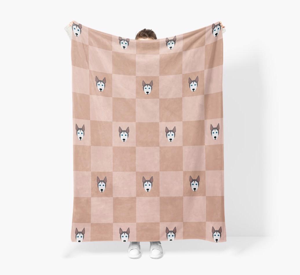'Checkboard' - Personalized {breedFullName} Blanket: Premium Sherpa Fleece