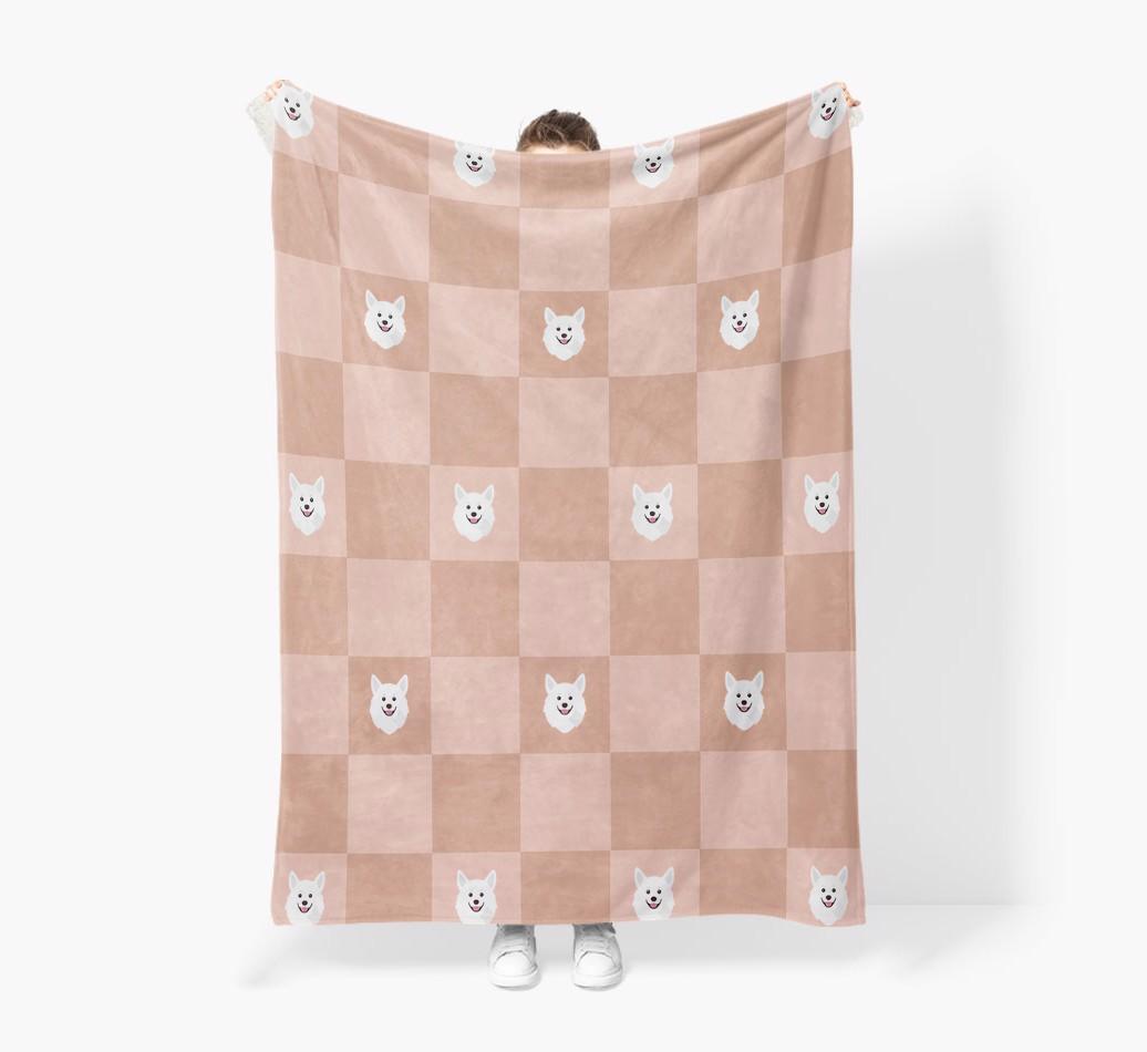 'Checkboard' - Personalized {breedFullName} Blanket: Premium Sherpa Fleece