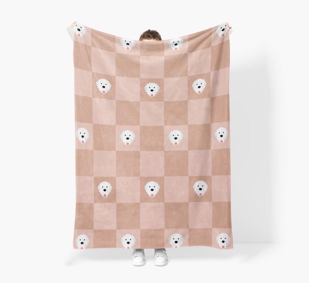 'Checkboard' - Personalized {breedFullName} Blanket: Premium Sherpa Fleece