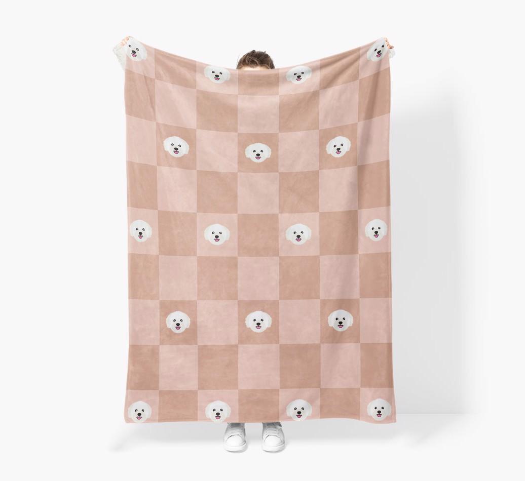 'Checkboard' - Personalized {breedFullName} Blanket: Premium Sherpa Fleece