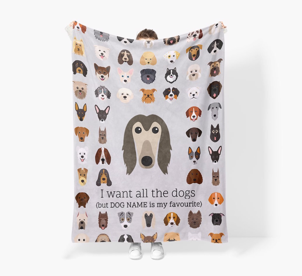 'All The Dogs' - Personalised Sherpa Fleece Blanket with {breedFullName} Yappicon